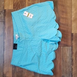 Crown & Ivy Aqua Shorts with Scalloped Edge - washed but new without tags
